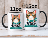 Personalized Cat Lover Mug, Custom Cat Name Coffee Cup, Official Snack Inspector Cat Mug, Funny Pet Parent Gift for Cat Owners