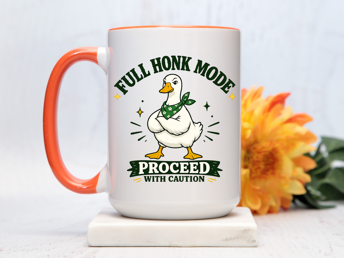 Funny Goose Coffee Mug, Full Honk Mode Duck Mug, Silly Bird Lover Gift, Goose Humor Cup for Coworkers, Animal Lover Coffee Mug