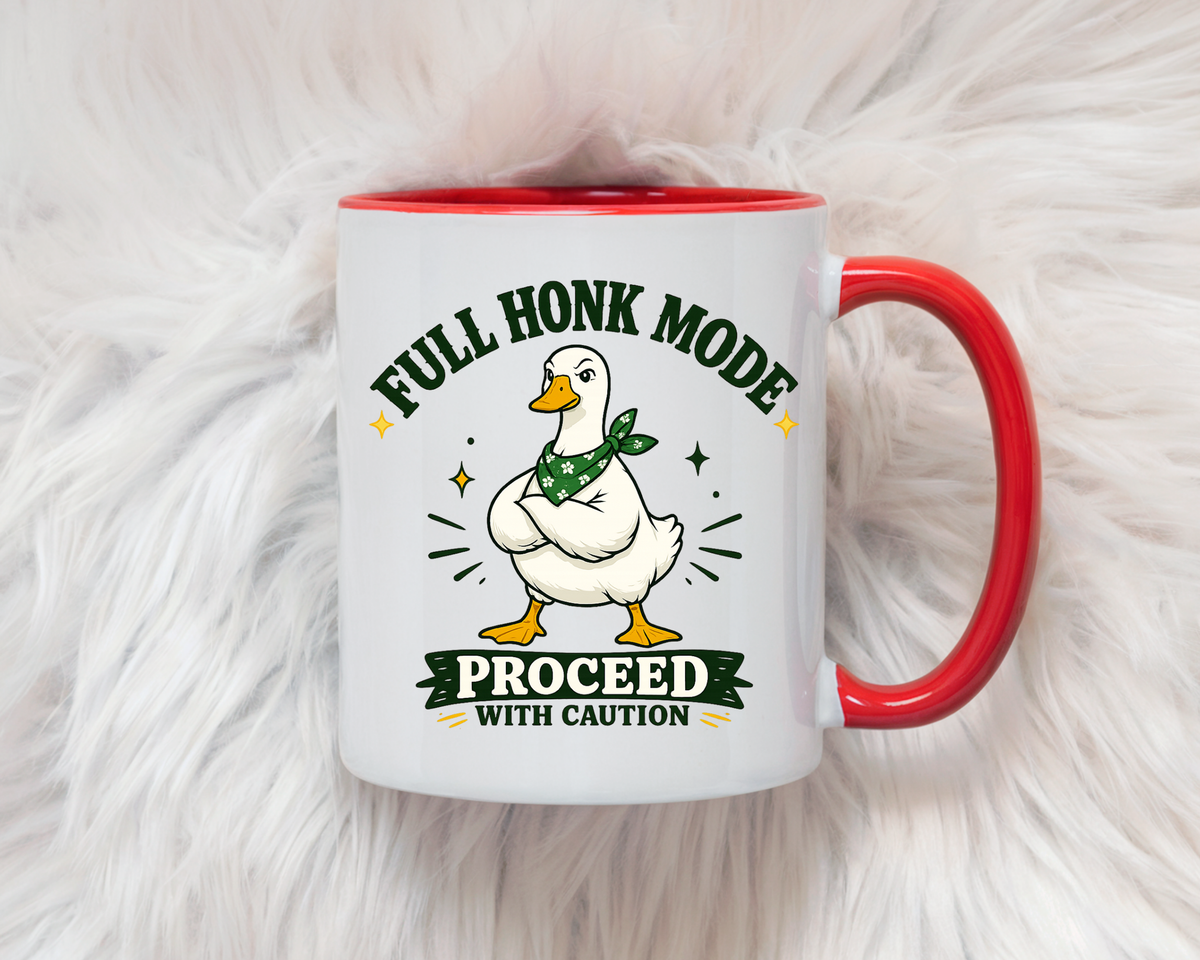 Funny Goose Coffee Mug, Full Honk Mode Duck Mug, Silly Bird Lover Gift, Goose Humor Cup for Coworkers, Animal Lover Coffee Mug