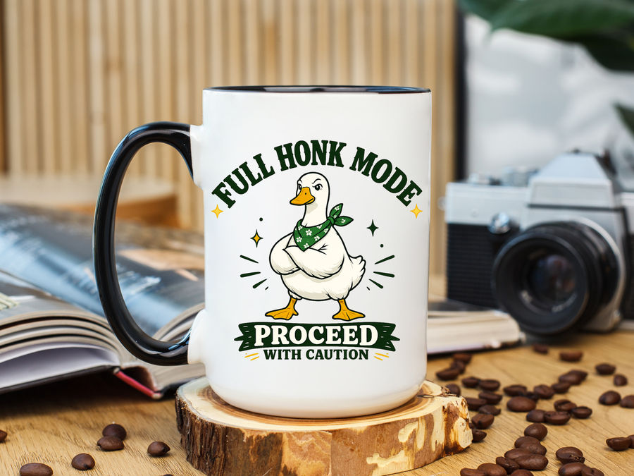 Funny Goose Coffee Mug, Full Honk Mode Duck Mug, Silly Bird Lover Gift, Goose Humor Cup for Coworkers, Animal Lover Coffee Mug