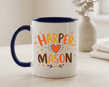 Personalized Couple Name Mug, Custom Names Coffee Mug, Matching Couple Gift, Anniversary Present for Husband and Wife, Romantic Mug
