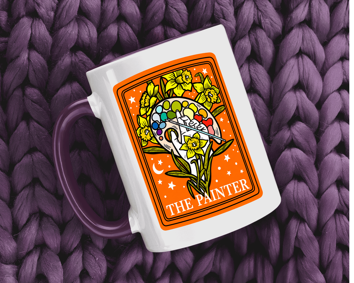 Painter Tarot Card Mug, Artist Coffee Mug, Creative Artist Gift, The Painter Art Lover Cup, Unique Painting Gift for Women and Men