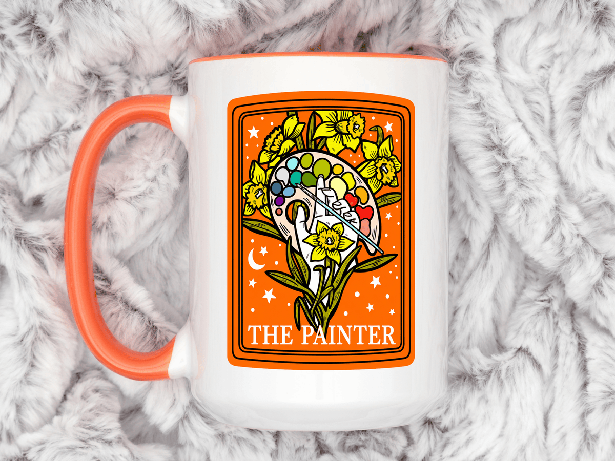 Painter Tarot Card Mug, Artist Coffee Mug, Creative Artist Gift, The Painter Art Lover Cup, Unique Painting Gift for Women and Men