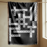 Personalized Daughter Crossword Woven Blanket, Meaningful Gift for Daughter from Mom or Dad, Custom Word Art Throw Blanket
