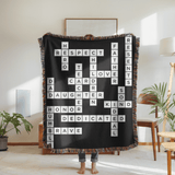 Personalized Daughter Crossword Woven Blanket, Meaningful Gift for Daughter from Mom or Dad, Custom Word Art Throw Blanket