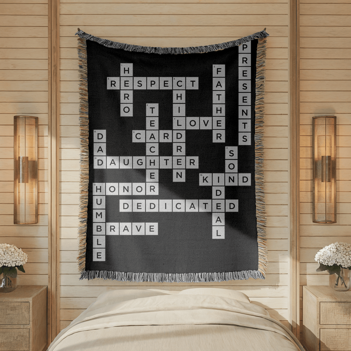 Personalized Daughter Crossword Woven Blanket, Meaningful Gift for Daughter from Mom or Dad, Custom Word Art Throw Blanket