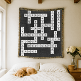 Personalized Daughter Crossword Woven Blanket, Meaningful Gift for Daughter from Mom or Dad, Custom Word Art Throw Blanket