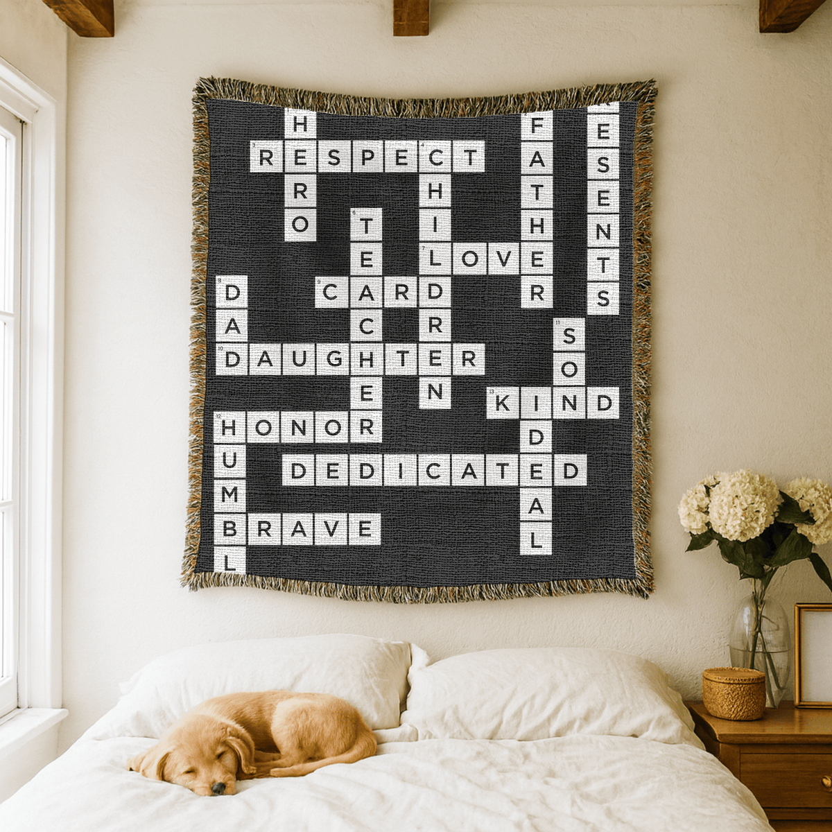 Personalized Daughter Crossword Woven Blanket, Meaningful Gift for Daughter from Mom or Dad, Custom Word Art Throw Blanket