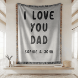 Personalized Dad Gift Woven Blanket, Custom I Love You Dad Blanket from Kids, Meaningful Father's Day Gift, Personalized Throw