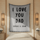 Personalized Dad Gift Woven Blanket, Custom I Love You Dad Blanket from Kids, Meaningful Father's Day Gift, Personalized Throw
