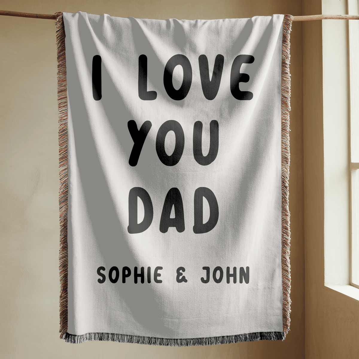 Personalized Dad Gift Woven Blanket, Custom I Love You Dad Blanket from Kids, Meaningful Father's Day Gift, Personalized Throw