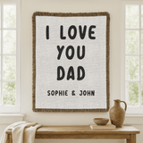 Personalized Dad Gift Woven Blanket, Custom I Love You Dad Blanket from Kids, Meaningful Father's Day Gift, Personalized Throw