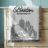 Boston Skyline Woven Blanket, Boston Massachusetts Throw Blanket, Cityscape Home Decor Gift, Travel Lover Keepsake, Boston Gift