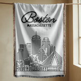 Boston Skyline Woven Blanket, Boston Massachusetts Throw Blanket, Cityscape Home Decor Gift, Travel Lover Keepsake, Boston Gift