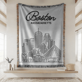 Boston Skyline Woven Blanket, Boston Massachusetts Throw Blanket, Cityscape Home Decor Gift, Travel Lover Keepsake, Boston Gift