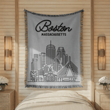 Boston Skyline Woven Blanket, Boston Massachusetts Throw Blanket, Cityscape Home Decor Gift, Travel Lover Keepsake, Boston Gift