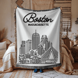 Boston Skyline Woven Blanket, Boston Massachusetts Throw Blanket, Cityscape Home Decor Gift, Travel Lover Keepsake, Boston Gift