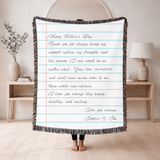 Personalized Father's Day Woven Blanket, Custom Letter to Dad Blanket, Meaningful Gift from Kids, Handwritten Message Throw for Father