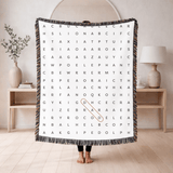 Animal Word Search Woven Blanket, Educational Puzzle Throw Blanket, Personalized Learning Gift for Kids, Animal Lover Activity Blanket