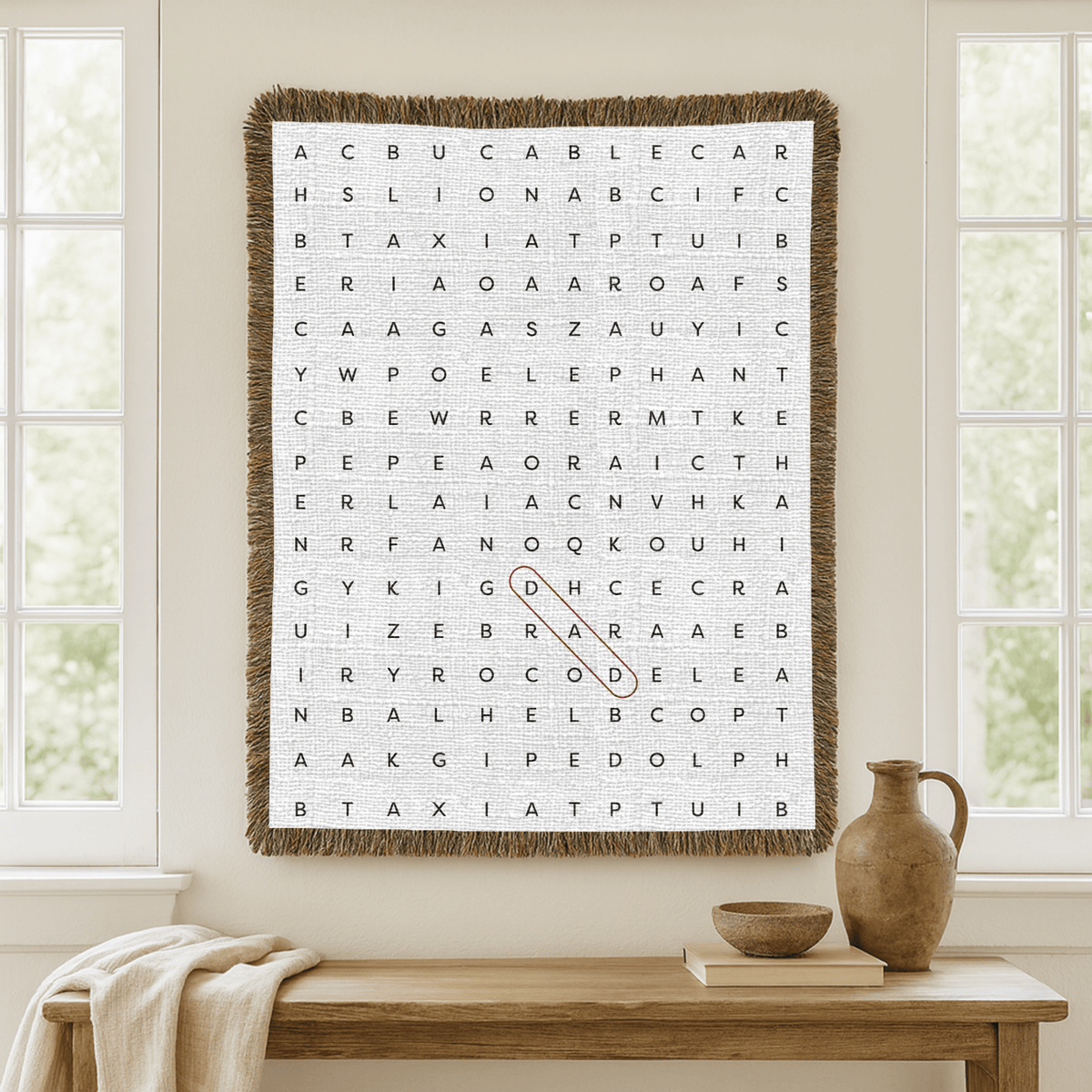 Animal Word Search Woven Blanket, Educational Puzzle Throw Blanket, Personalized Learning Gift for Kids, Animal Lover Activity Blanket