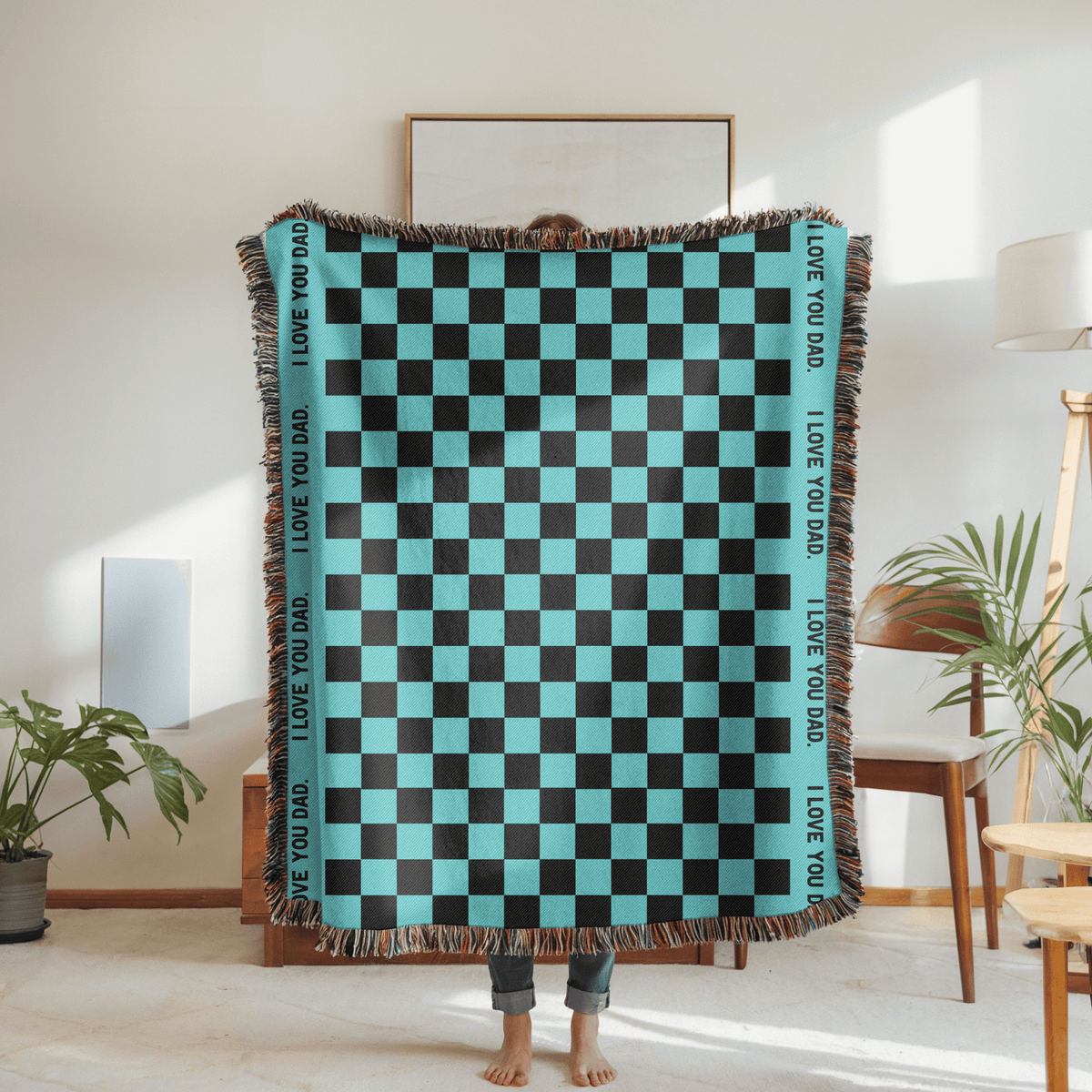 Personalized I Love You Dad Woven Blanket, Father's Day Gift from Daughter or Son, Sentimental Dad Throw Blanket, Custom Family Gift