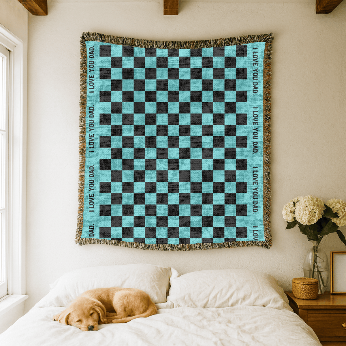 Personalized I Love You Dad Woven Blanket, Father's Day Gift from Daughter or Son, Sentimental Dad Throw Blanket, Custom Family Gift