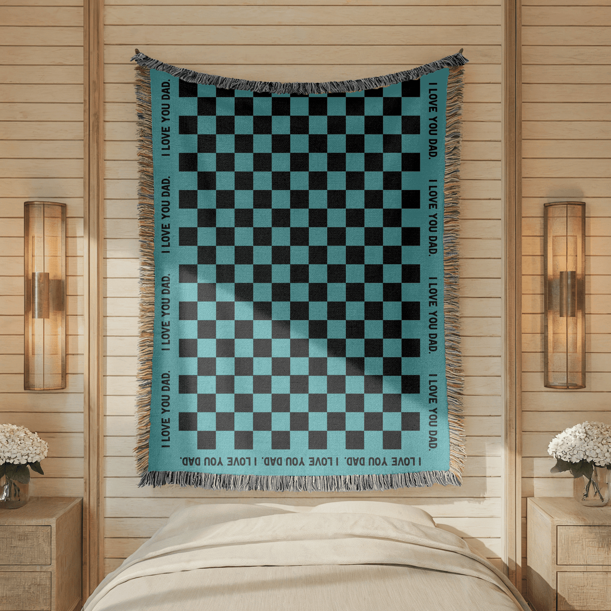 Personalized I Love You Dad Woven Blanket, Father's Day Gift from Daughter or Son, Sentimental Dad Throw Blanket, Custom Family Gift
