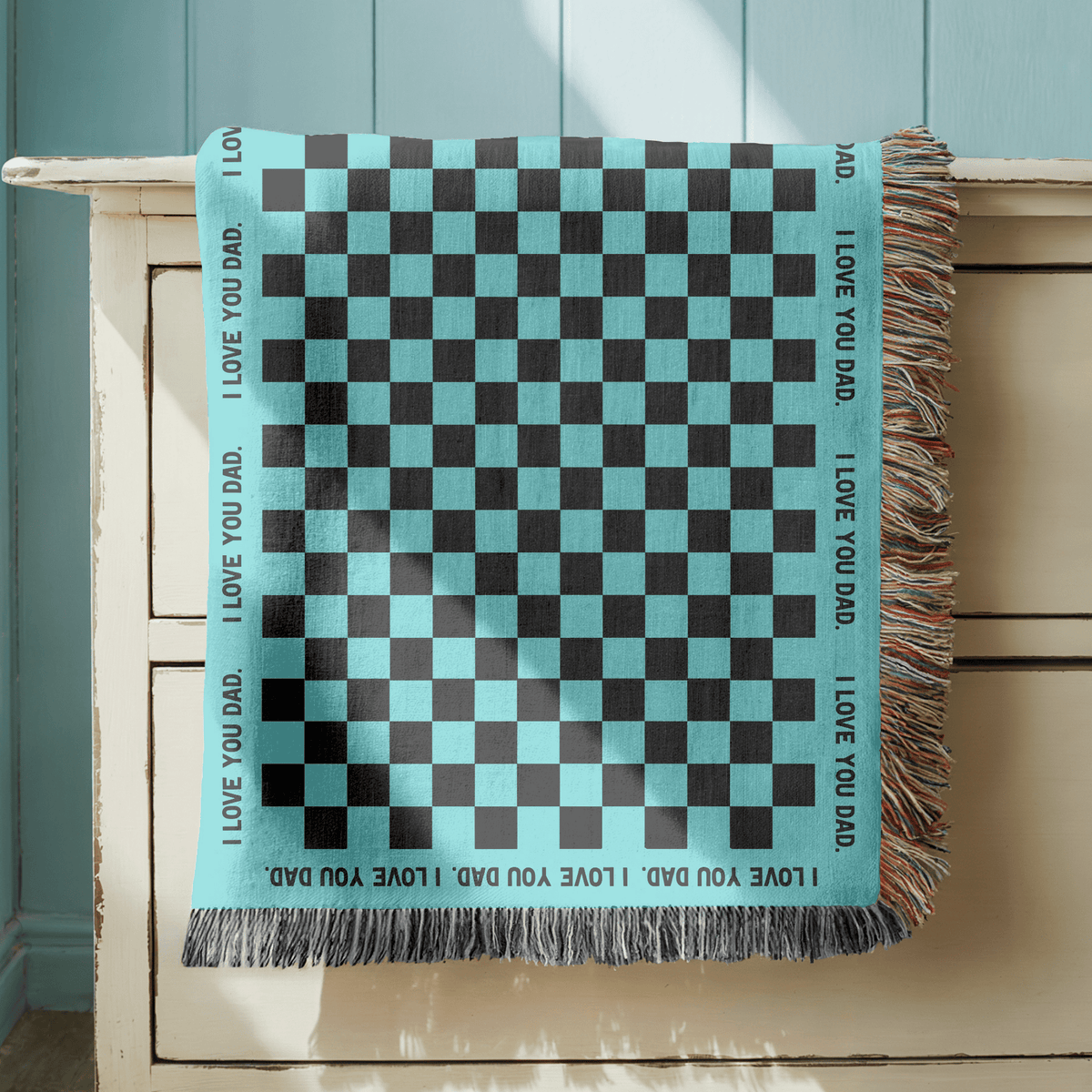 Personalized I Love You Dad Woven Blanket, Father's Day Gift from Daughter or Son, Sentimental Dad Throw Blanket, Custom Family Gift