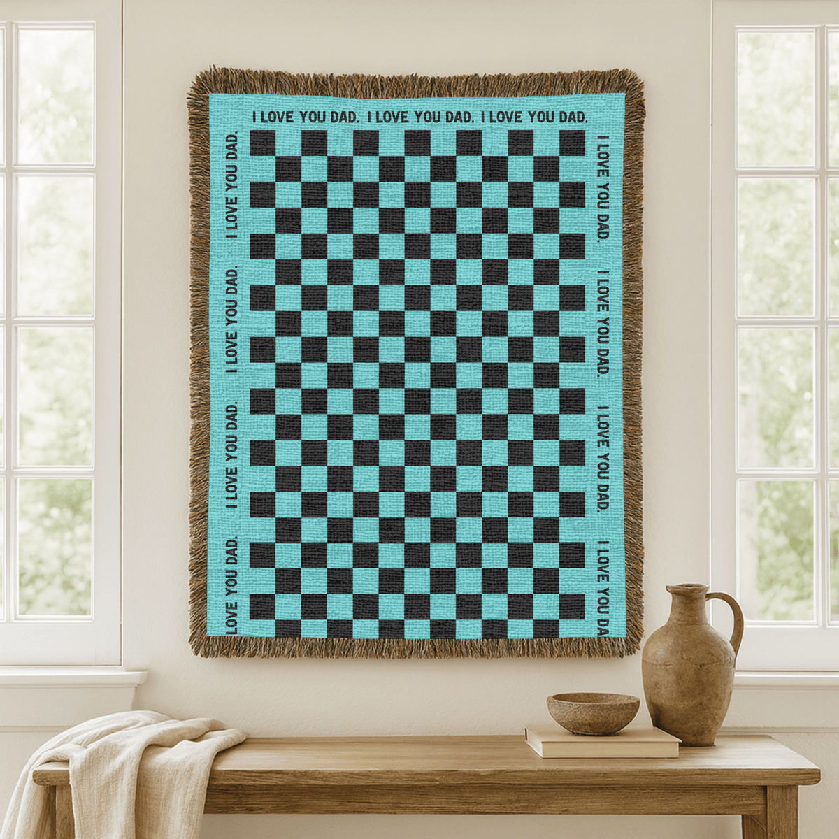 Personalized I Love You Dad Woven Blanket, Father's Day Gift from Daughter or Son, Sentimental Dad Throw Blanket, Custom Family Gift
