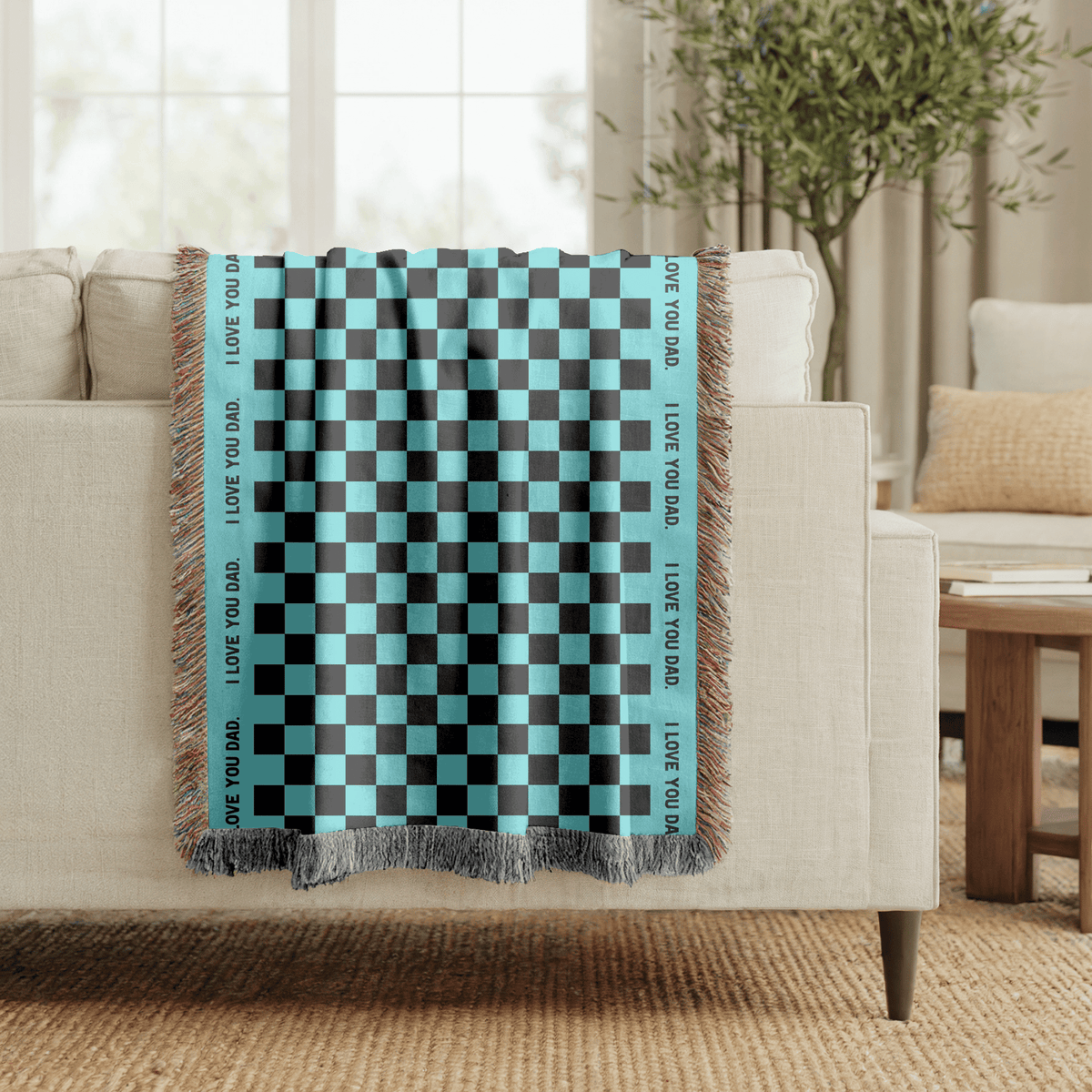 Personalized I Love You Dad Woven Blanket, Father's Day Gift from Daughter or Son, Sentimental Dad Throw Blanket, Custom Family Gift