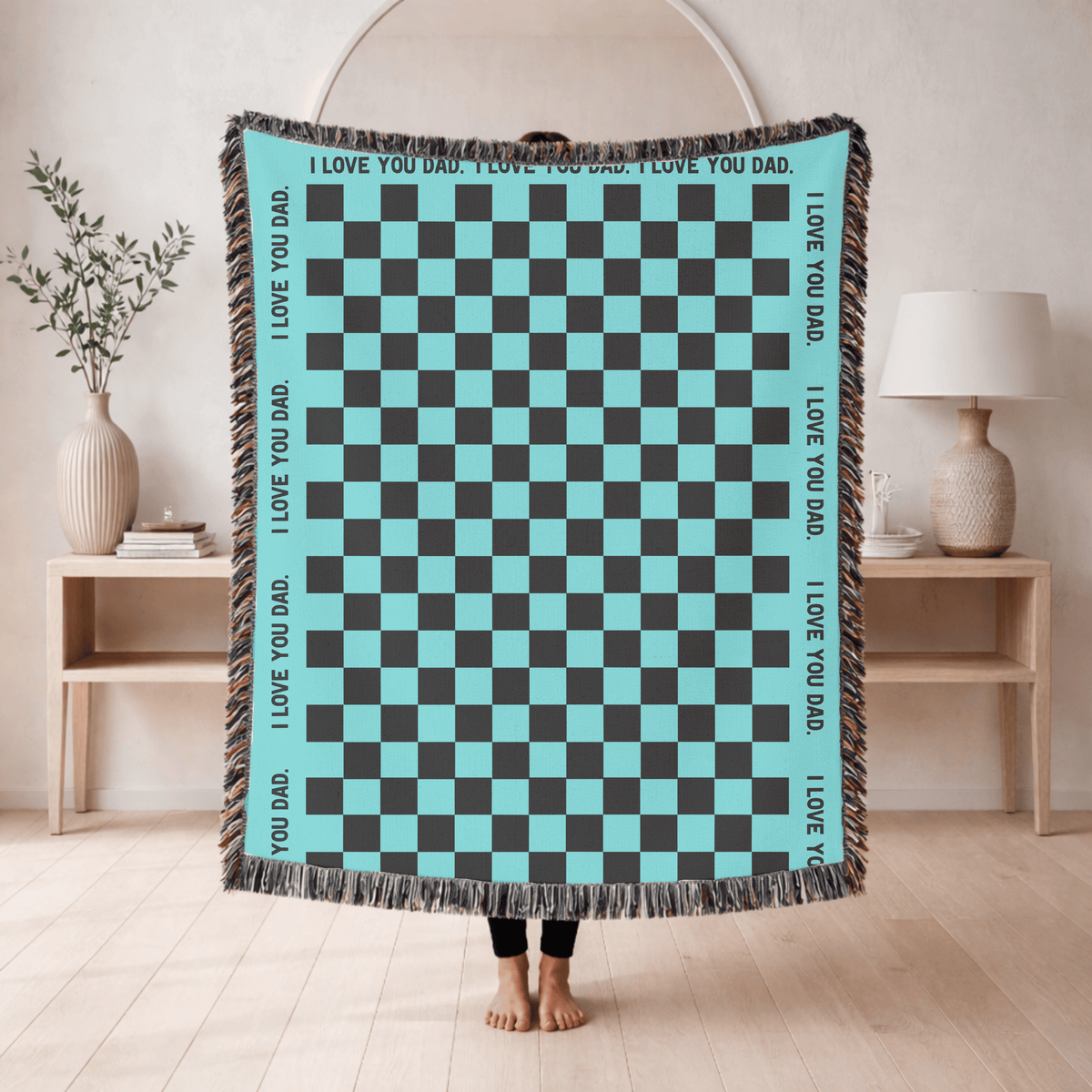 Personalized I Love You Dad Woven Blanket, Father's Day Gift from Daughter or Son, Sentimental Dad Throw Blanket, Custom Family Gift