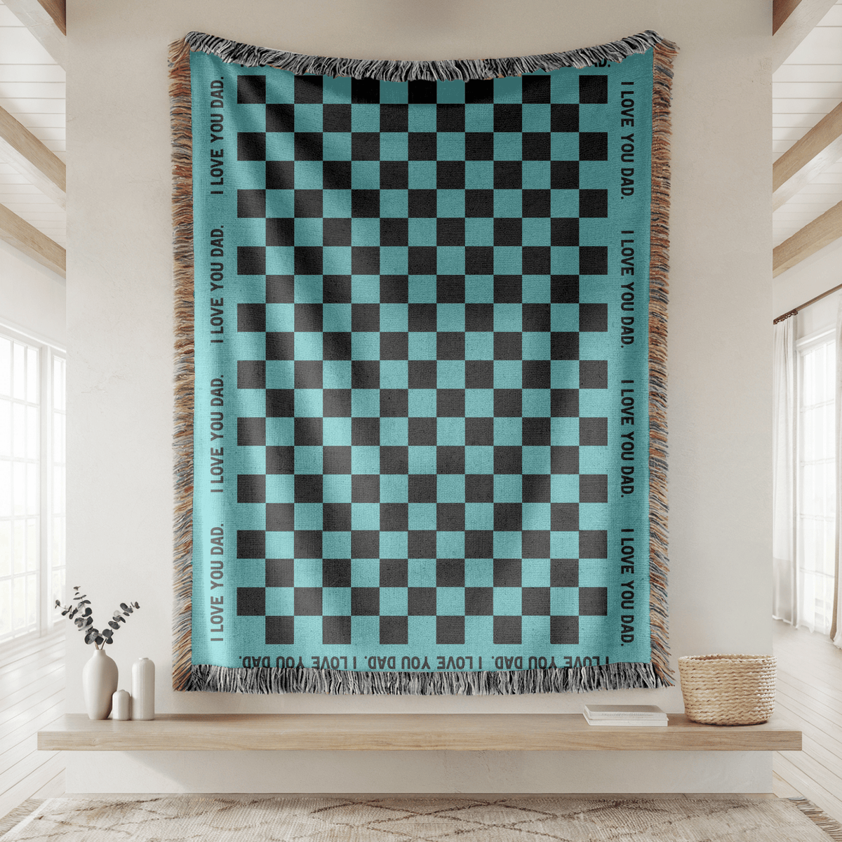 Personalized I Love You Dad Woven Blanket, Father's Day Gift from Daughter or Son, Sentimental Dad Throw Blanket, Custom Family Gift