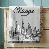Chicago Skyline Woven Blanket, Chicago Illinois Throw Blanket, Cityscape Home Decor Gift, Chicago Travel Keepsake, Windy City Blanket