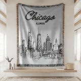 Chicago Skyline Woven Blanket, Chicago Illinois Throw Blanket, Cityscape Home Decor Gift, Chicago Travel Keepsake, Windy City Blanket