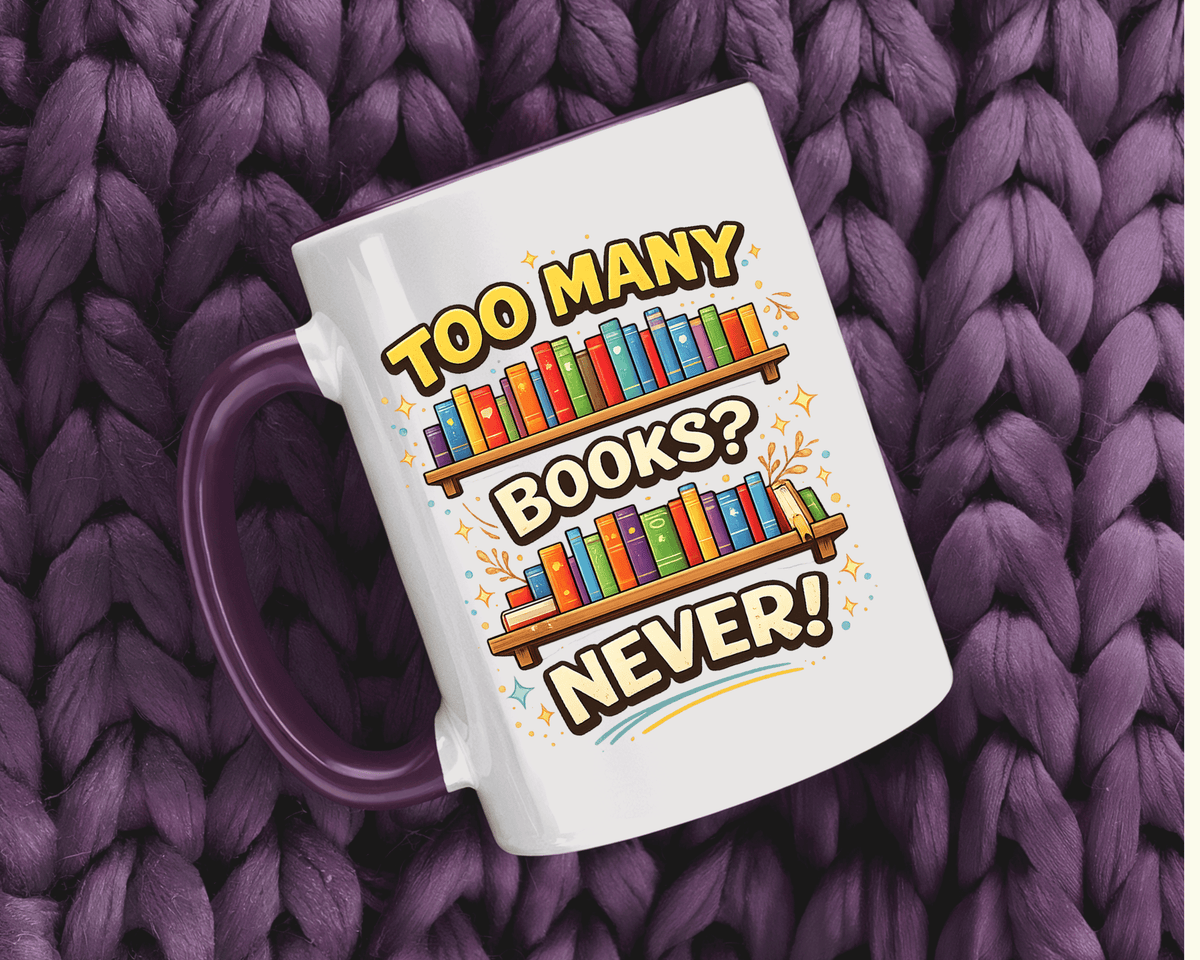 Book Lover Coffee Mug, Too Many Books Never Enough Mug, Reader Gift for Bookworms, Librarian Coffee Cup, Reading Lover Present
