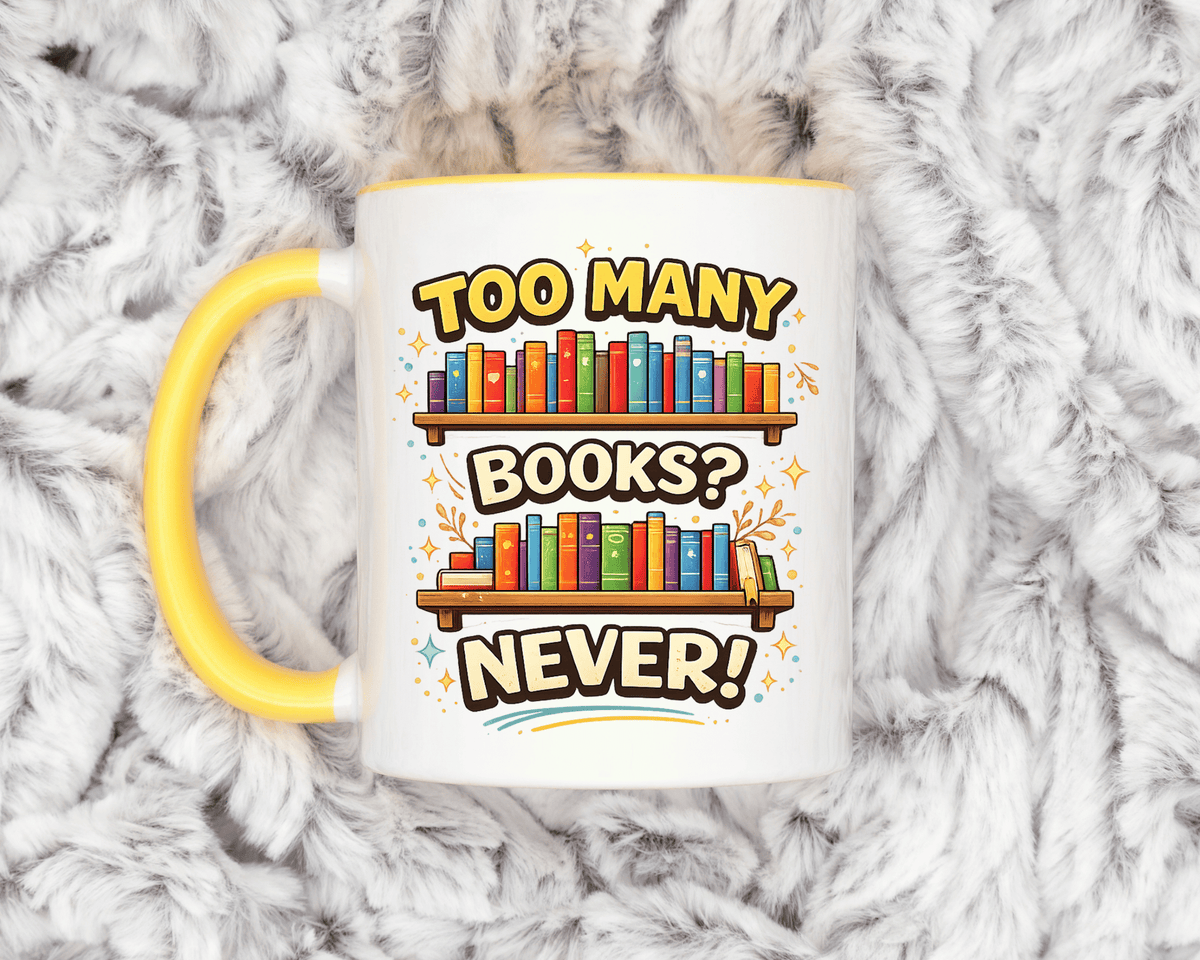 Book Lover Coffee Mug, Too Many Books Never Enough Mug, Reader Gift for Bookworms, Librarian Coffee Cup, Reading Lover Present
