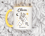 Personalized Scorpio Zodiac Mug, Custom Name Astrology Coffee Mug, Scorpio Birth Sign Gift for Her, Celestial Horoscope Cup