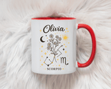 Personalized Scorpio Zodiac Mug, Custom Name Astrology Coffee Mug, Scorpio Birth Sign Gift for Her, Celestial Horoscope Cup