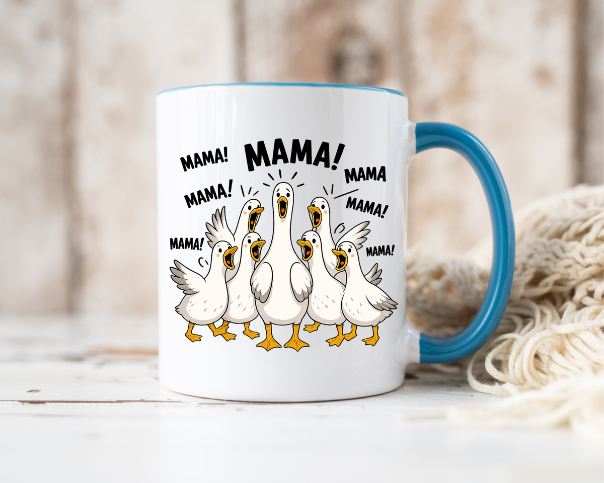 Funny Loud Ducks Mama Coffee Mug, Cute Mother's Day Gift from Kids, Sarcastic Chaos Mom Ceramic Tea Cup with Black Handle