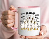 Funny Loud Ducks Mama Coffee Mug, Cute Mother's Day Gift from Kids, Sarcastic Chaos Mom Ceramic Tea Cup with Black Handle