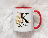 Personalized Butterfly Monogram Mug, Custom Name Coffee Mug with Initial Letter, Floral Mug for Women, Birthday Gift, Elegant Custom Cup