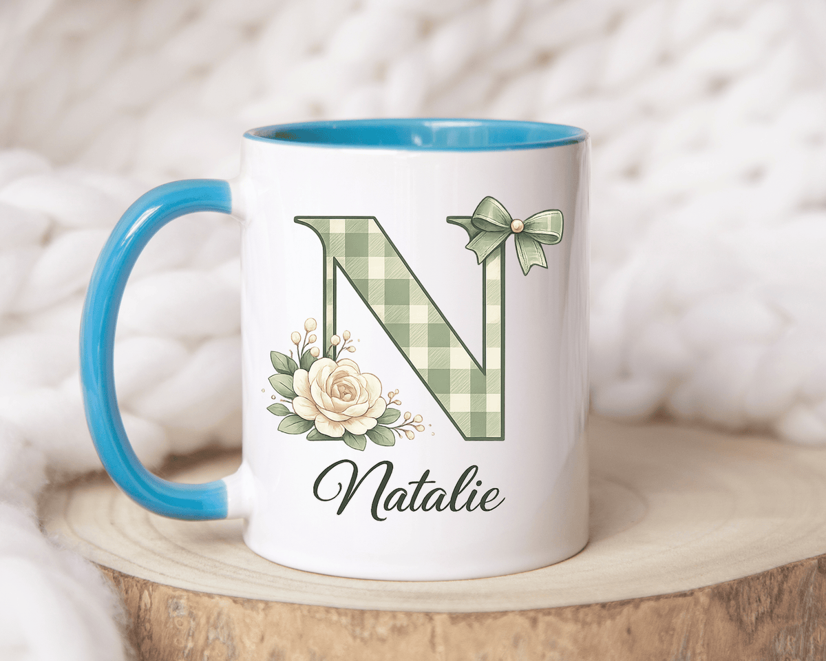 Personalized Monogram Mug with Custom Name, Floral Initial Coffee Mug for Women, Custom Letter Cup, Birthday Gift for Her, Bridesmaid Gift