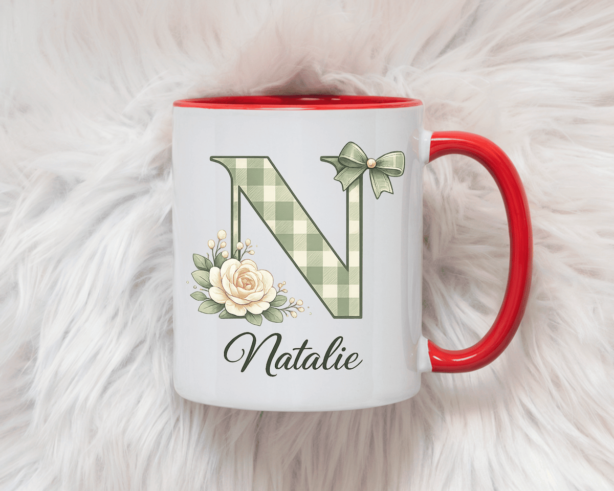 Personalized Monogram Mug with Custom Name, Floral Initial Coffee Mug for Women, Custom Letter Cup, Birthday Gift for Her, Bridesmaid Gift