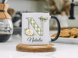 Personalized Monogram Mug with Custom Name, Floral Initial Coffee Mug for Women, Custom Letter Cup, Birthday Gift for Her, Bridesmaid Gift