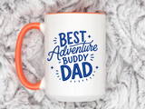 Best Adventure Buddy Dad Coffee Mug, Father's Day Gift from Kids, Travel and Hiking Outdoor Papa Ceramic Tea Cup with Black Handle