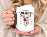 Anatomy of a Frenchie Coffee Mug, Funny French Bulldog Lover Gift, Cute Dog Mom Dad Anatomy Ceramic Tea Cup with Black Handle
