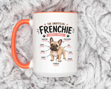 Anatomy of a Frenchie Coffee Mug, Funny French Bulldog Lover Gift, Cute Dog Mom Dad Anatomy Ceramic Tea Cup with Black Handle