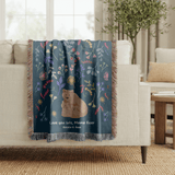 Personalized Mama Bear Woven Blanket, Custom Mother Daughter Throw Blanket, Bear Family Gift for Mom, Floral Wildlife Blanket, Mother's Day Gift