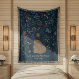 Personalized Mama Bear Woven Blanket, Custom Mother Daughter Throw Blanket, Bear Family Gift for Mom, Floral Wildlife Blanket, Mother's Day Gift