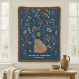 Personalized Mama Bear Woven Blanket, Custom Mother Daughter Throw Blanket, Bear Family Gift for Mom, Floral Wildlife Blanket, Mother's Day Gift